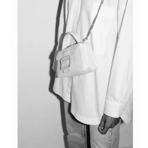 Zara Animal Print Crossbody Bag with Buckle Yellow - Picture 4 of 11